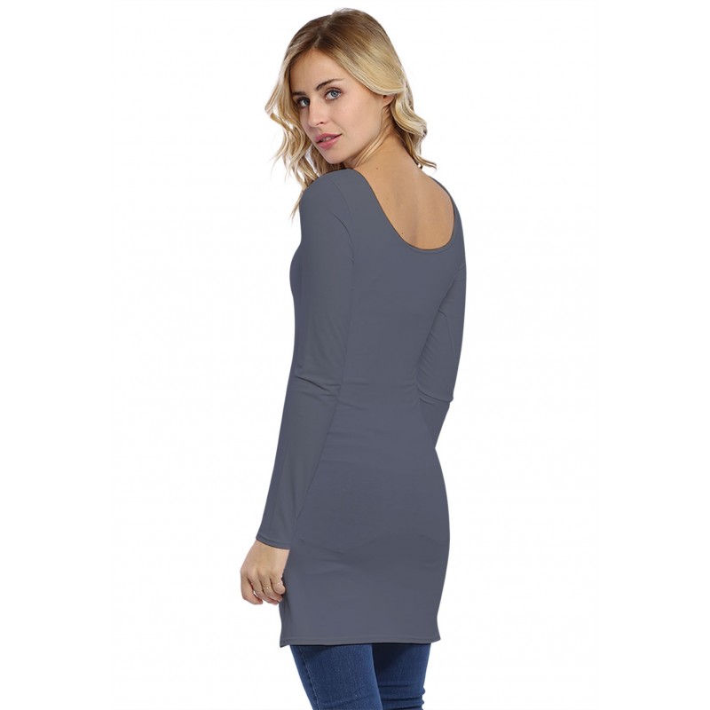 Tunique col danseuse manches longues en modal ROXANE15 Tunique col danseuse manches longues en modal ROXANE15