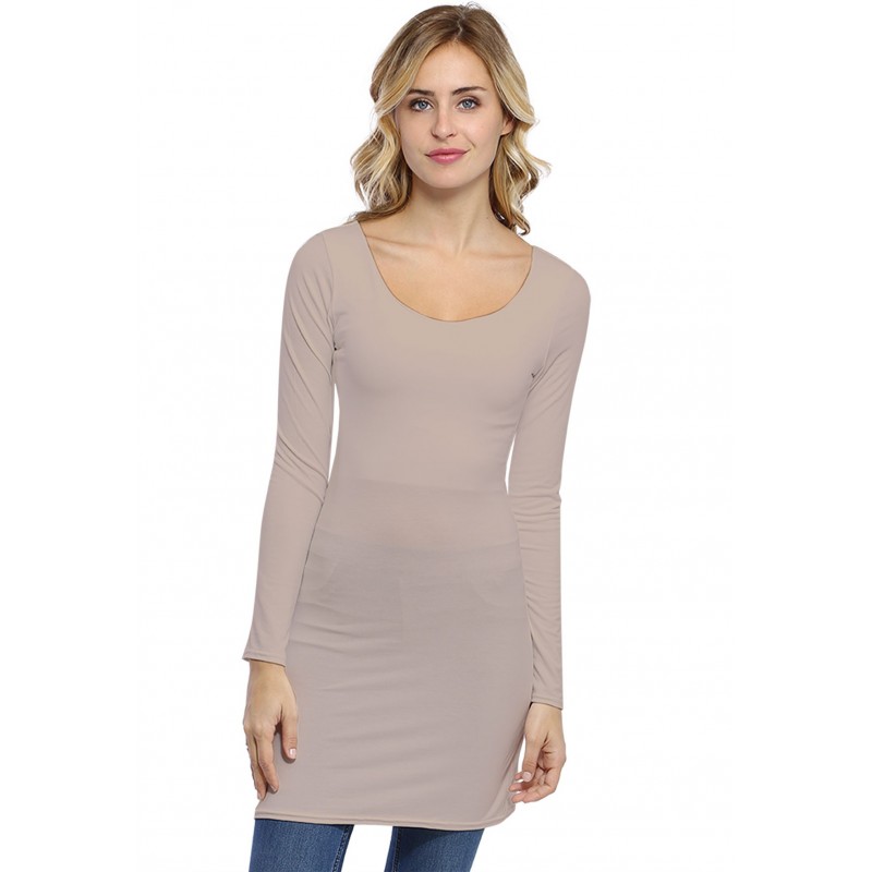 Tunique col danseuse manches longues en modal ROXANE15 Tunique col danseuse manches longues en modal ROXANE15