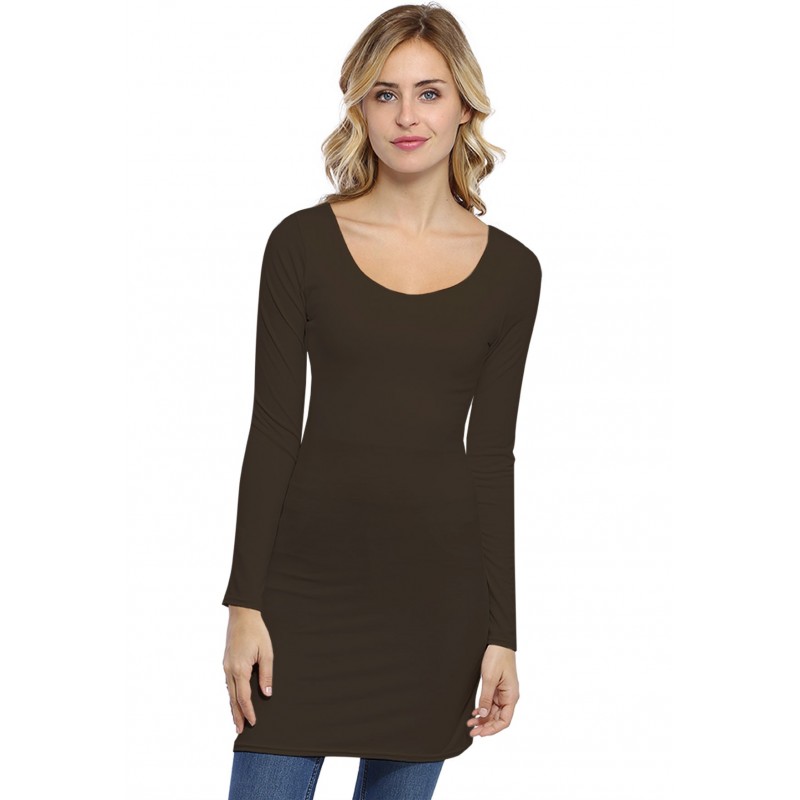 Tunique col danseuse manches longues en modal ROXANE15 Tunique col danseuse manches longues en modal ROXANE15