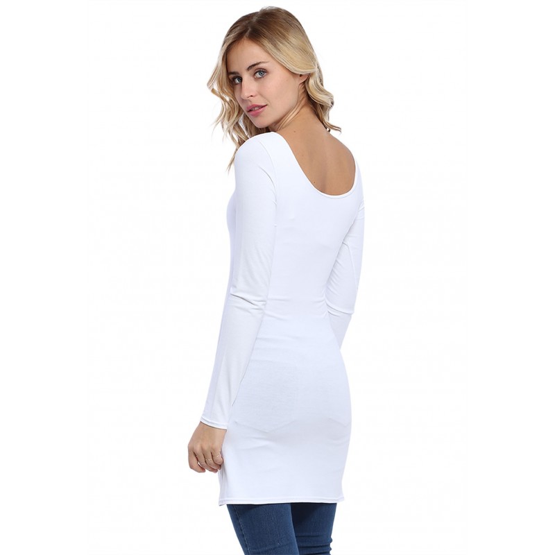 Tunique col danseuse manches longues en modal ROXANE15 Tunique col danseuse manches longues en modal ROXANE15