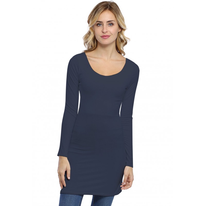 Tunique col danseuse manches longues en modal ROXANE15 Tunique col danseuse manches longues en modal ROXANE15