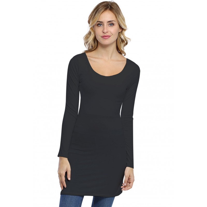 Tunique col danseuse manches longues en modal ROXANE15 Tunique col danseuse manches longues en modal ROXANE15