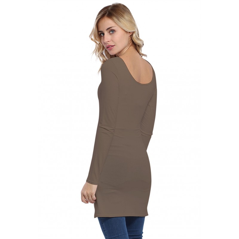 Tunique col danseuse manches longues en modal ROXANE15 Tunique col danseuse manches longues en modal ROXANE15