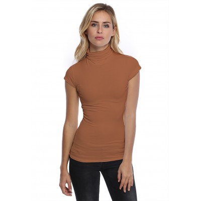 T-shirt col roulé manches courtes capes en modal CINDY02