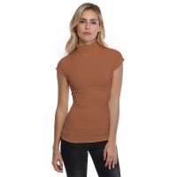 T-shirt col roulé manches courtes capes en modal CINDY02