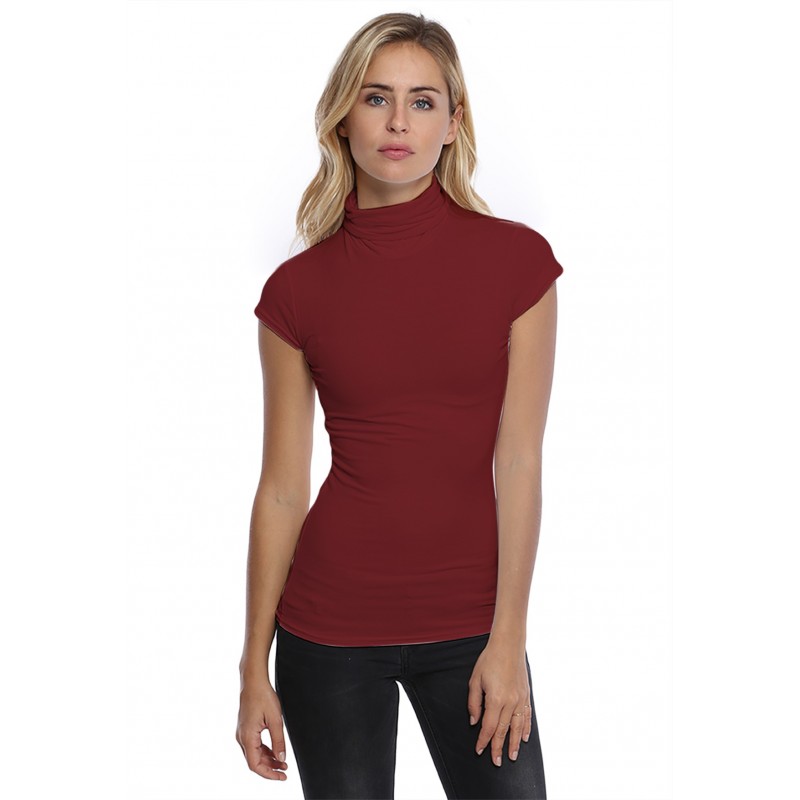 T-shirt col roulé manches courtes capes en modal CINDY02 T-shirt col roulé manches courtes capes en modal CINDY02
