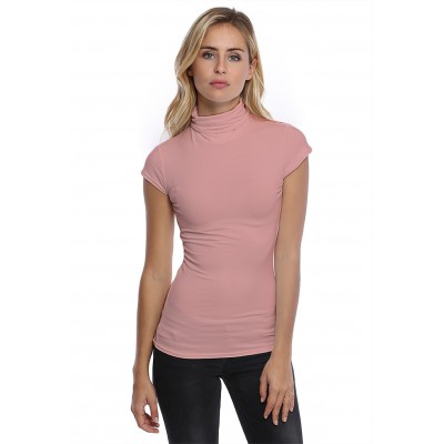 T-shirt col roulé manches courtes capes en modal CINDY02