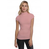 T-shirt col roulé manches courtes capes en modal CINDY02