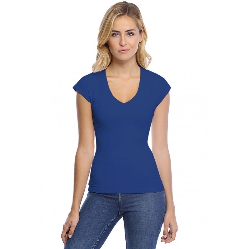 T-shirt col V manche courte cape en modal SYLVIA02 T-shirt col V manche courte cape en modal SYLVIA02