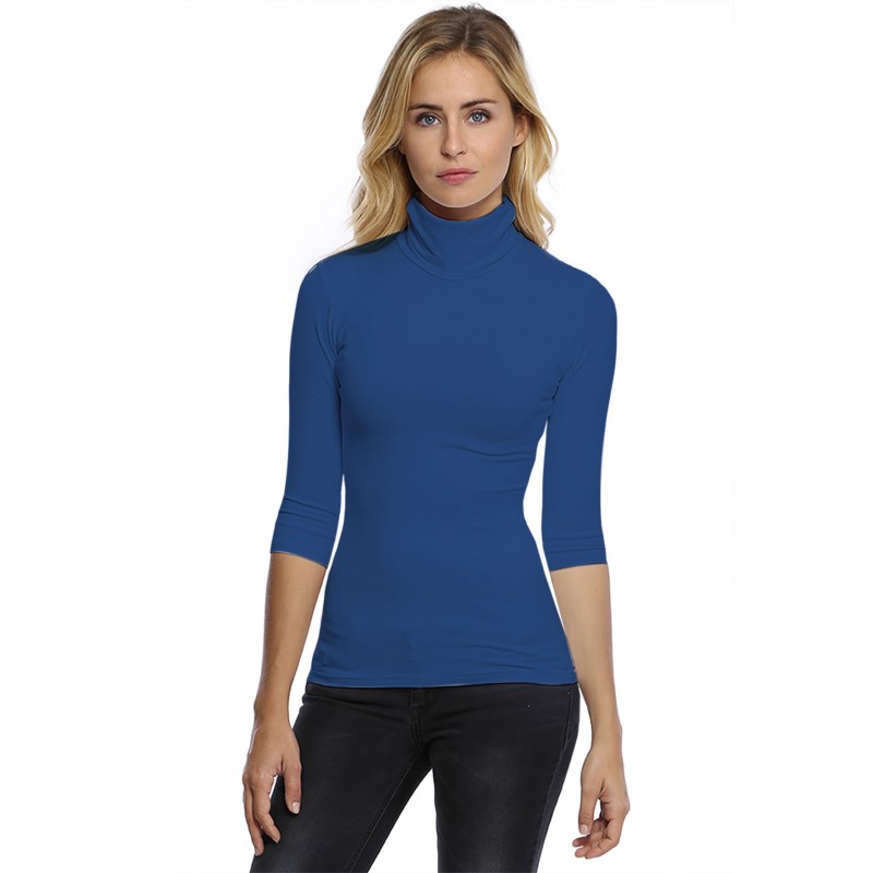 T-shirt col roulé manches 3-4 en modal CINDY04 T-shirt col roulé manches 3-4 en modal CINDY04