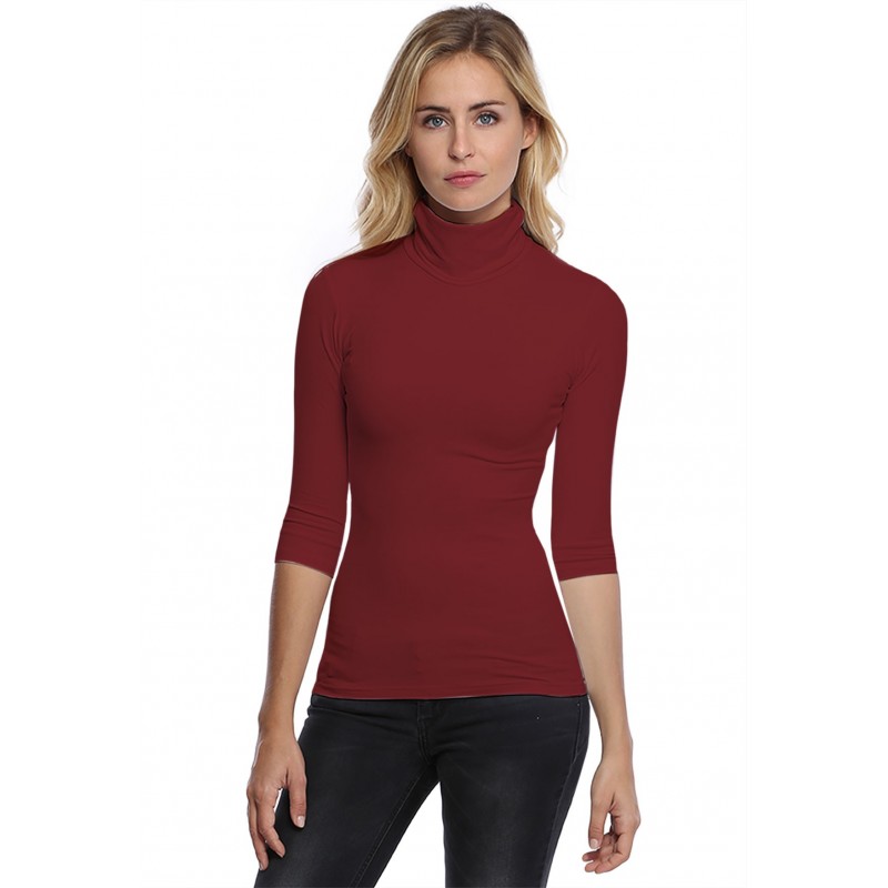 T-shirt col roulé manches 3-4 en modal CINDY04 T-shirt col roulé manches 3-4 en modal CINDY04