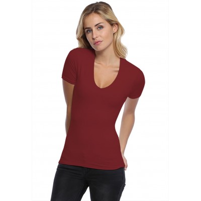 T-shirt col V doublé devant manches courtes en modal SYLVIA03