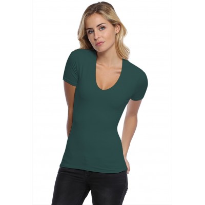 T-shirt col V doublé devant manches courtes en modal SYLVIA03