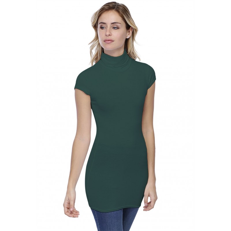 T-shirt long col roulé manches courtes capes en modal CINDY07 T-shirt long col roulé manches courtes capes en modal CINDY07