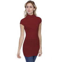 T-shirt long col roulé manches courtes capes en modal CINDY07