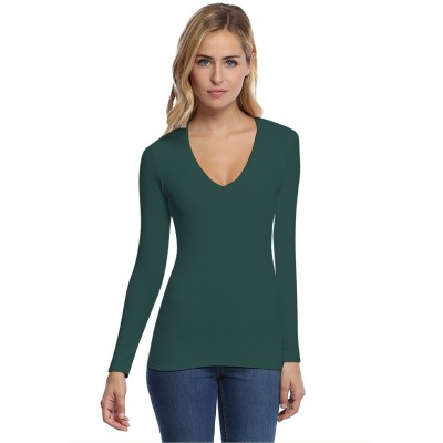 T-shirt col V doublé devant manches longues en modal SYLVIA05