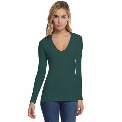 T-shirt col V manches longues femme – Sylvia | Rendez-Vous Paris