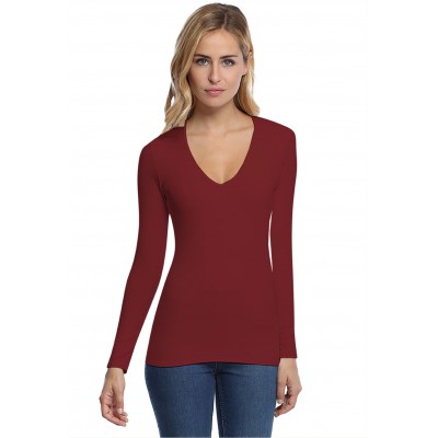T-shirt col V doublé devant manches longues en modal SYLVIA05