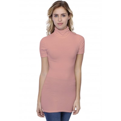 T-shirt long col roulé manches courtes en modal CINDY08