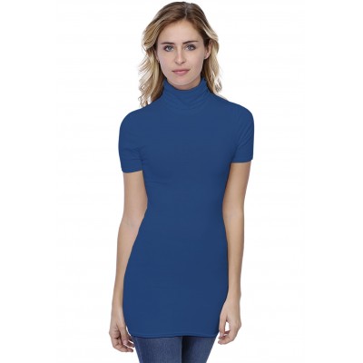T-shirt long col roulé manches courtes en modal CINDY08