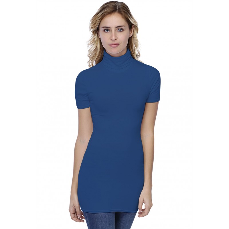 T-shirt long col roulé manches courtes en modal CINDY08 T-shirt long col roulé manches courtes en modal CINDY08