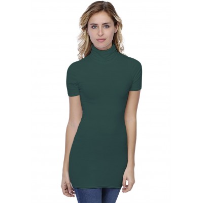 T-shirt long col roulé manches courtes en modal CINDY08