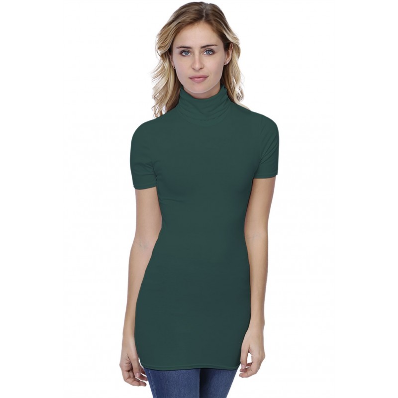 T-shirt long col roulé manches courtes en modal CINDY08 T-shirt long col roulé manches courtes en modal CINDY08