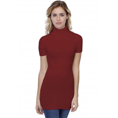 T-shirt long col roulé manches courtes en modal CINDY08