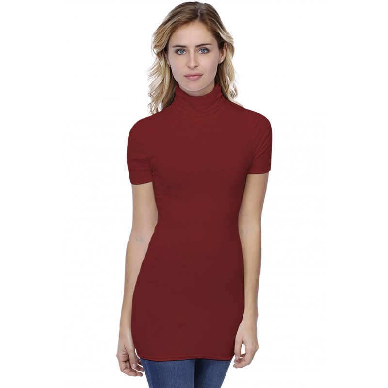 T-shirt long col roulé manches courtes en modal CINDY08 T-shirt long col roulé manches courtes en modal CINDY08