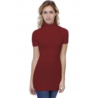 T-shirt long col roulé manches courtes en modal CINDY08