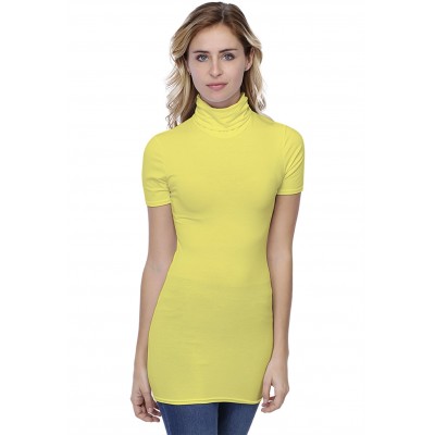 T-shirt long col roulé manches courtes en modal CINDY08