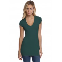 T-shirt long col V manches courtes capes en modal SYLVIA07