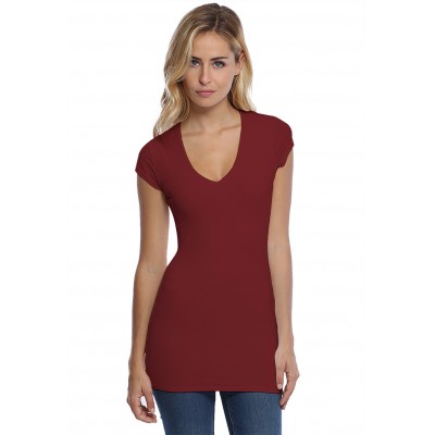 T-shirt long col V manches courtes capes en modal SYLVIA07