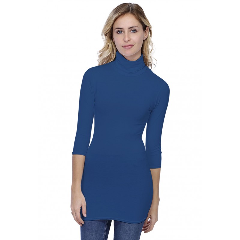 T-shirt long col roulé manches 3-4 en modal CINDY09 T-shirt long col roulé manches 3-4 en modal CINDY09