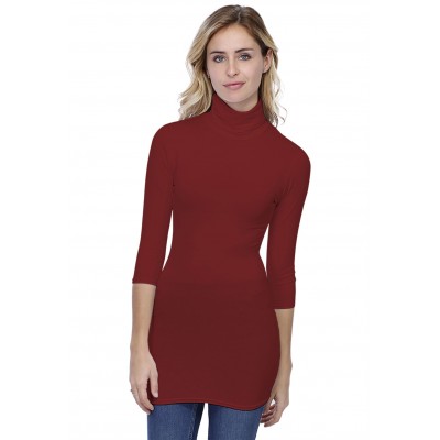 T-shirt long col roulé manches 3-4 en modal CINDY09