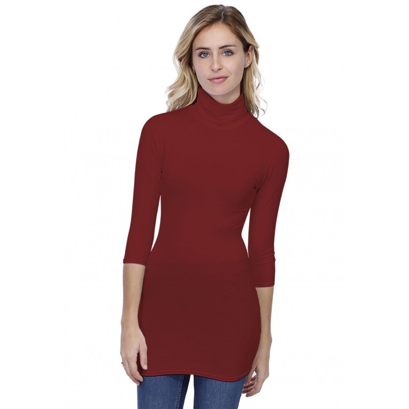 T-shirt long col roulé manches 3-4 en modal CINDY09 T-shirt long col roulé manches 3-4 en modal CINDY09