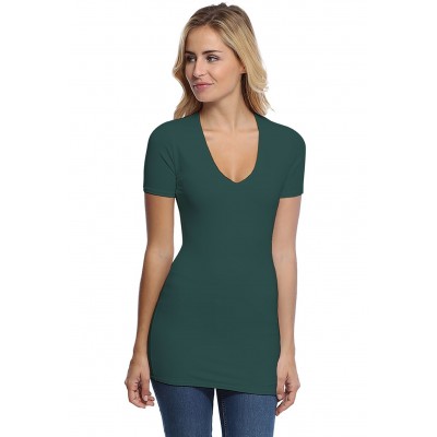 T-shirt long col V manches courtes en modal SYLVIA08