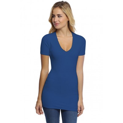 T-shirt long col V manches courtes en modal SYLVIA08