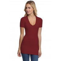 T-shirt long col V manches courtes en modal SYLVIA08