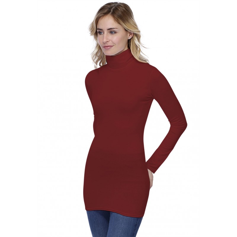 T-shirt long col roulé manches longues en modal CINDY10 T-shirt long col roulé manches longues en modal CINDY10