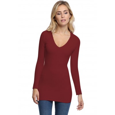 T-shirt long col V manches longues en modal SYLVIA10