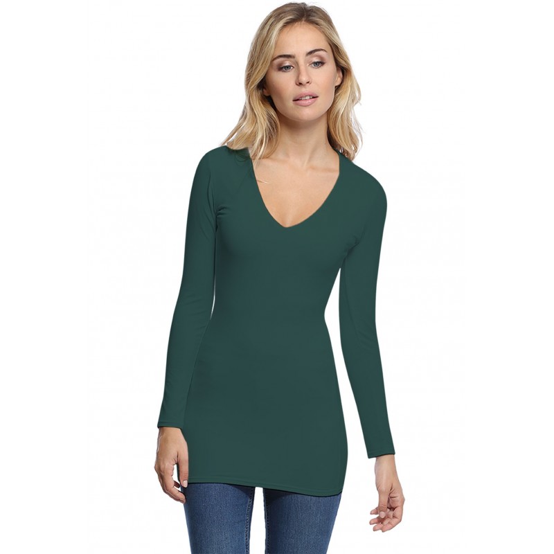 T-shirt long col V manches longues en modal SYLVIA10 T-shirt long col V manches longues en modal SYLVIA10