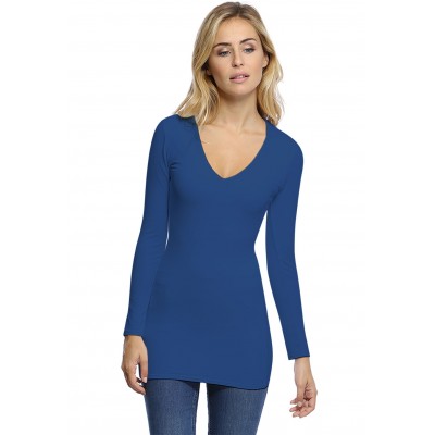 T-shirt long col V manches longues en modal SYLVIA10