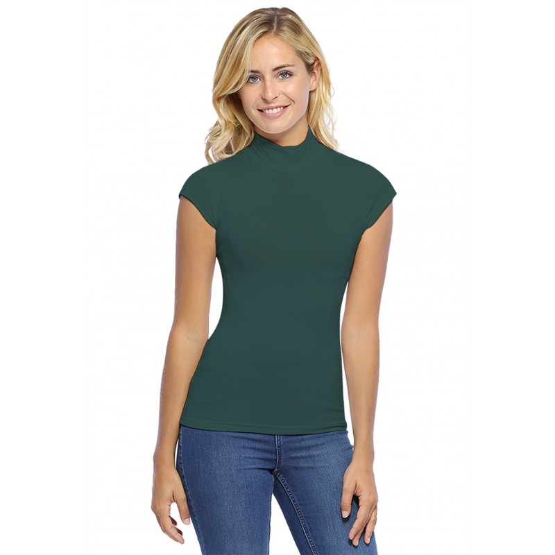 Tee-shirt col montant et petites manches capes en modal PENNY02 Tee-shirt col montant et petites manches capes en modal PENNY02