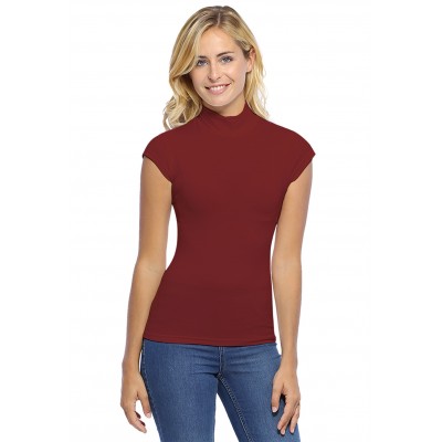 Tee-shirt col montant et petites manches capes en modal PENNY02