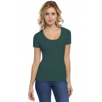 T-shirt col rond doublé devant manches courtes en modal ZAZA03