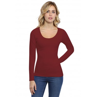 T-shirt col rond doublé devant manches longues en modal ZAZA05