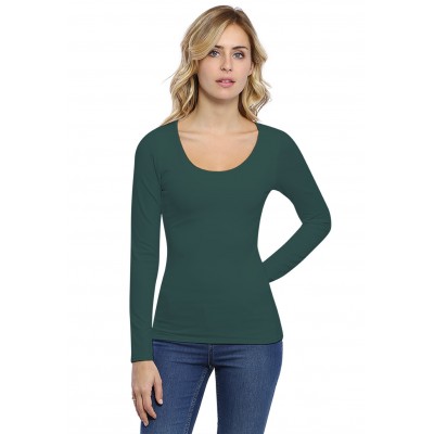 T-shirt col rond doublé devant manches longues en modal ZAZA05