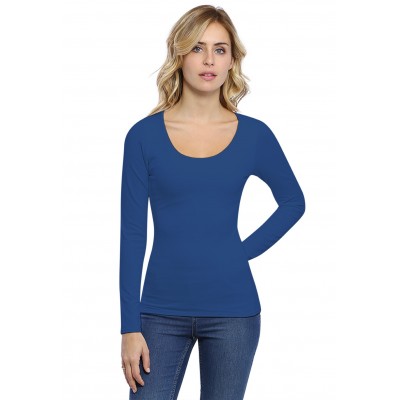 T-shirt col rond doublé devant manches longues en modal ZAZA05