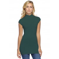 T-shirt long col montant et petites manches capes en modal PENNY07